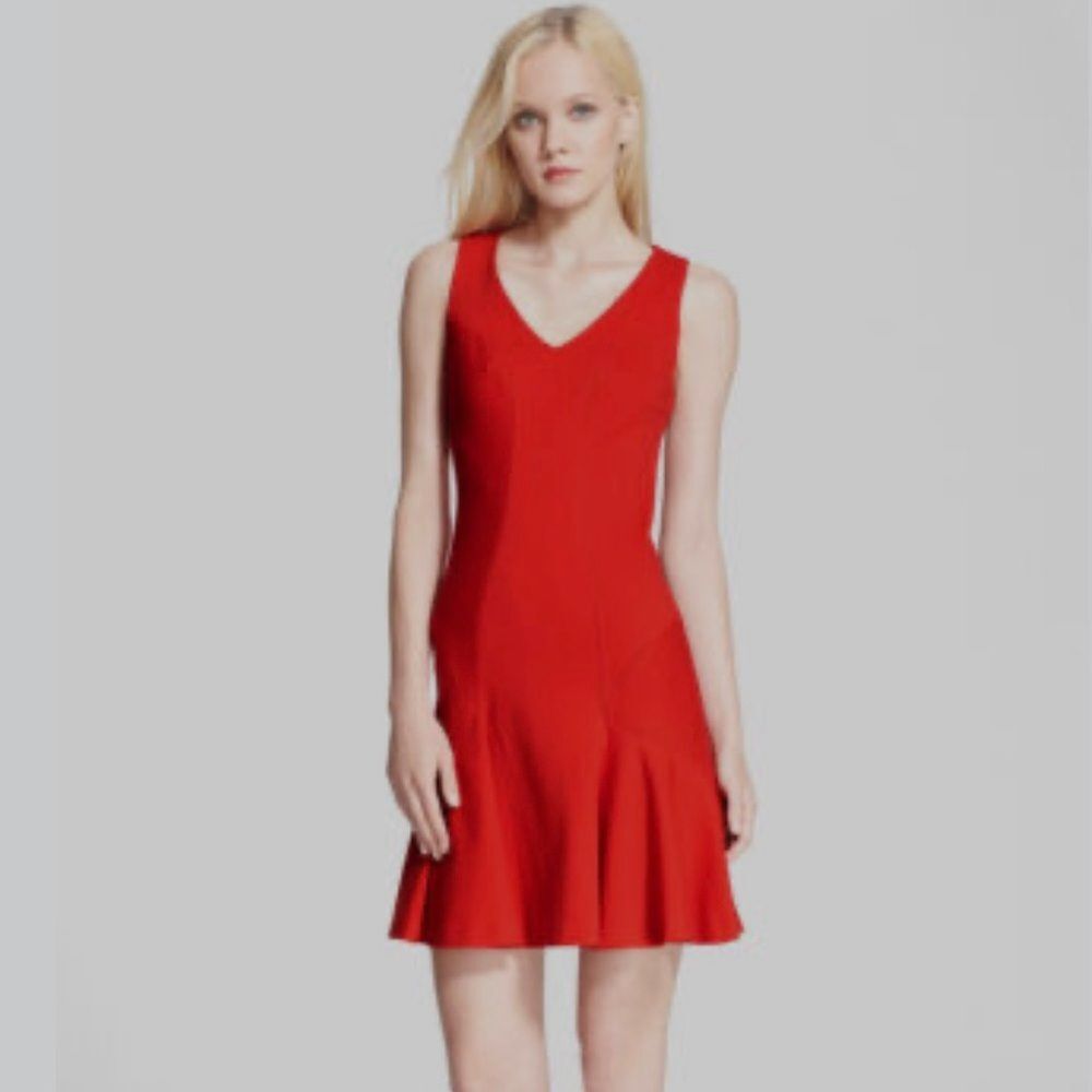 Diane von Furstenberg Carla Knit Fit & Flare Flounce Red Dress Size 4